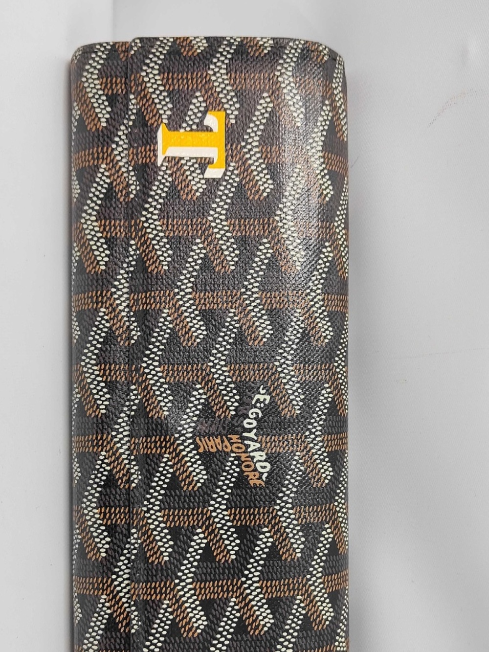 Goyard Black Brown Goyardine Long Flap Wallet Personalized